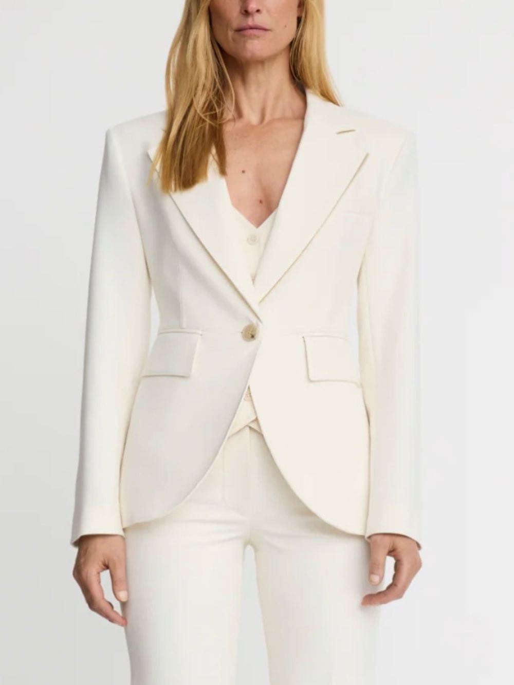 Smythe Cream Single-Button Tailored Blazer